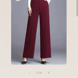 Elegant Burgundy Wide-Leg Pants